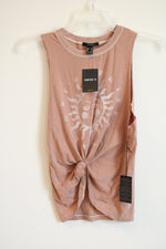 NEW Forever 21 Pink Graphic Knotted Tank Top | M
