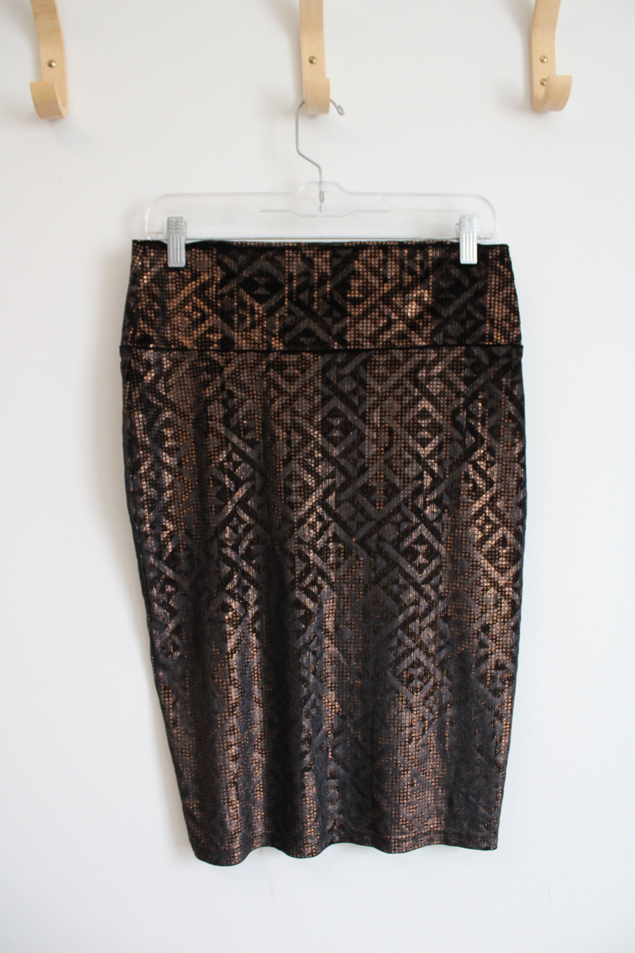 LuLaRoe Brown Velvet Shimmer Patterned Pencil Skirt | M