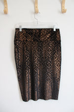 LuLaRoe Brown Velvet Shimmer Patterned Pencil Skirt | M