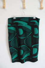 LuLaRoe Green & Black Patterned Pencil Skirt | L