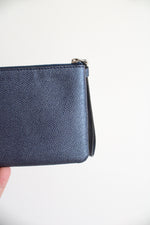 Coach Midnight Blue Metallic Corner Zip Wrislet