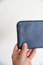 Coach Midnight Blue Metallic Corner Zip Wrislet