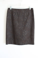 Willi Smith Cheetah Print Brown Satin Skirt | 8