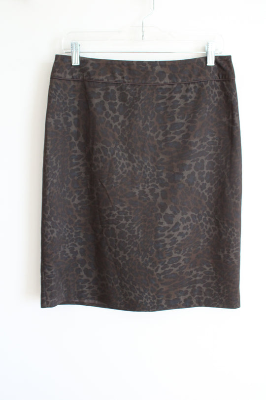 Willi Smith Cheetah Print Brown Satin Skirt | 8