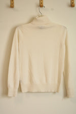 Neiman Marcus The Cashmere Collection Cream Turtleneck Sweater | S