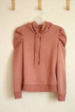 Shein Dusty Rose Puffed Sleeve Hoodie Sweatshirt | S