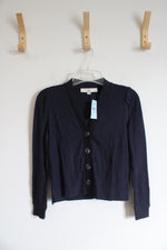 NEW LOFT Navy Ribbed Button Down Cardigan | XXS Petite