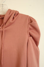 Shein Dusty Rose Puffed Sleeve Hoodie Sweatshirt | S