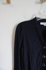 NEW LOFT Navy Ribbed Button Down Cardigan | XXS Petite