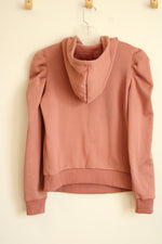 Shein Dusty Rose Puffed Sleeve Hoodie Sweatshirt | S