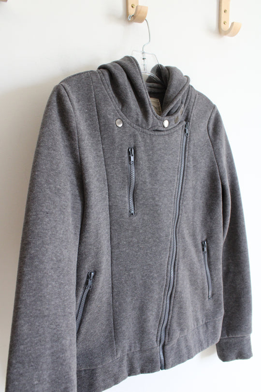 DJT Gray Fleece Lined Angled Full Zip Jacket | S