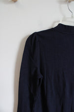 NEW LOFT Navy Ribbed Button Down Cardigan | XXS Petite