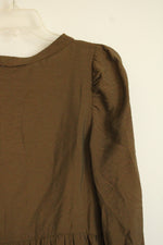 Lacausa From Anthropologie Olive Green Crinkly Boho Dress | XS