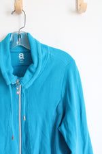 Avenue Blue Waffle Knit Full Zip Jacket | 14/16