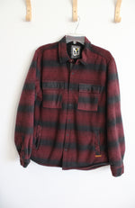 Voyager Burgundy Plaid Fleece Button Down Shirt | L