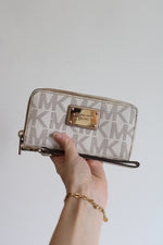 Michael Kors White Monogram Wristlet Wallet