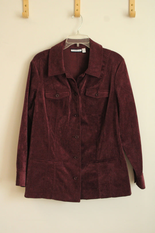 Croft & Barrow Burgundy Corduroy Button Down Jacket | 1X