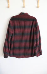 Voyager Burgundy Plaid Fleece Button Down Shirt | L