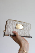Michael Kors White Monogram Wristlet Wallet