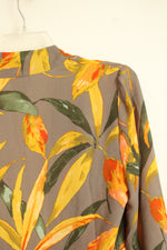 Chico's Gray and Yellow Floral Kimono Open Front Cardigan | 0