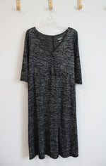 Isabel Maternity Black Heathered Faux Wrap Knit Dress | L