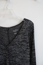 Isabel Maternity Black Heathered Faux Wrap Knit Dress | L