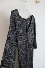 Isabel Maternity Black Heathered Faux Wrap Knit Dress | L