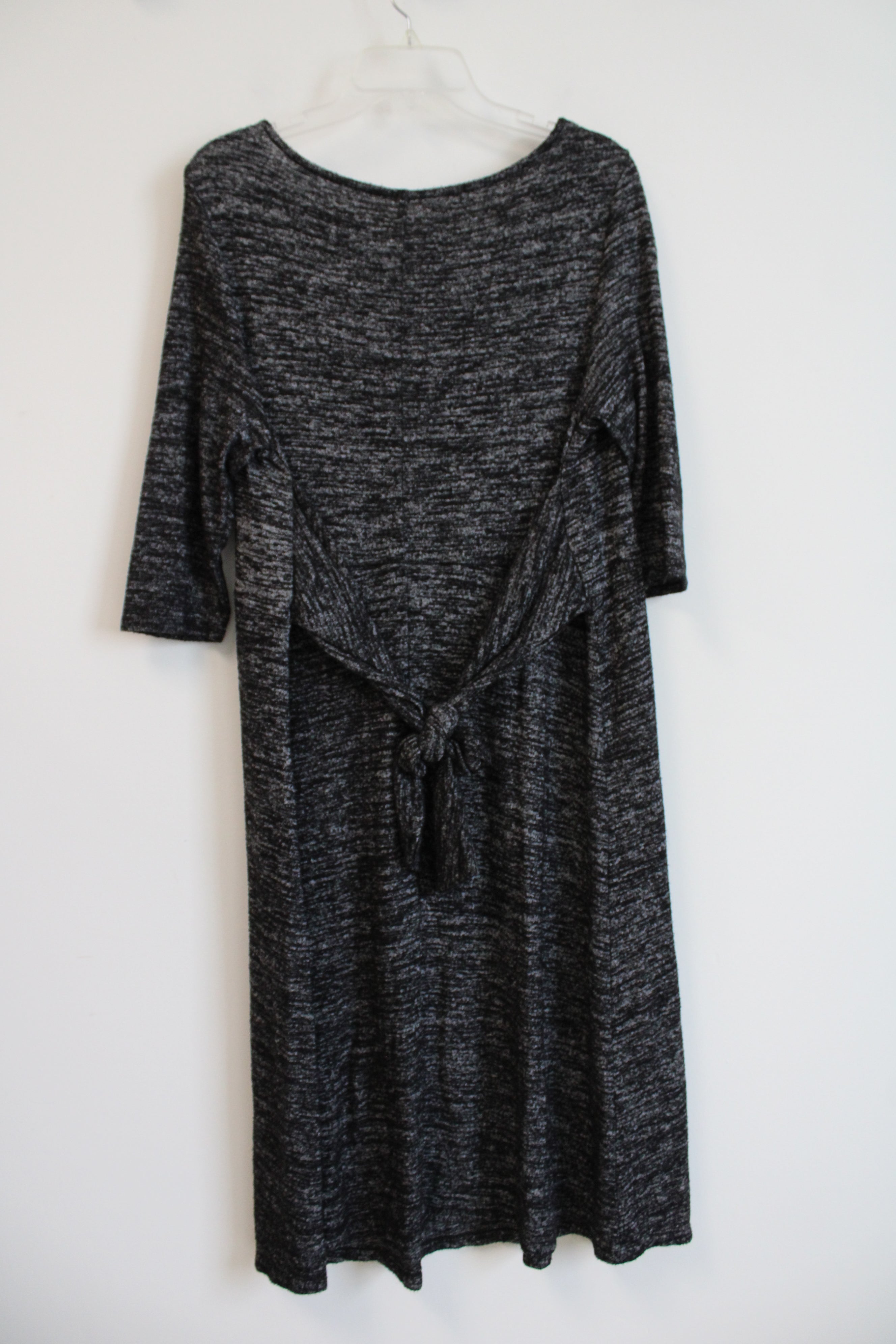 Isabel Maternity Black Heathered Faux Wrap Knit Dress | L Isabel Maternity Black Heathered Faux Wrap Knit Dress | L