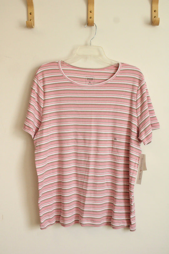 NEW Hastings & Smith Pink Striped Crew Neck Shirt | XL
