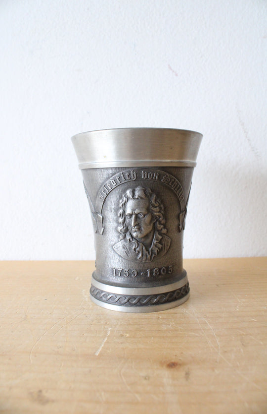 Weber Zinn Christopher Columbus Karl Der Grobe Friedrich Von Schiller Portrait Pewter Cup