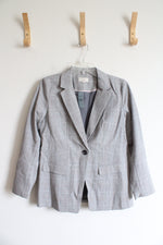 NEW LOFT Gray White Blue & Pink Houndstooth Blazer | 2 Petite