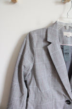 NEW LOFT Gray White Blue & Pink Houndstooth Blazer | 2 Petite
