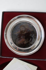 US Historical Society The Good Shepherd Stained Glass & Pewter Plate