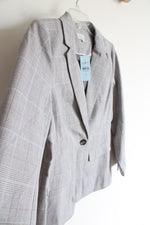 NEW LOFT Gray White Blue & Pink Houndstooth Blazer | 2 Petite