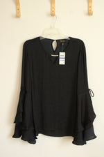 NEW Thalia Sodi Black Tiered Bell Sleeves Blouse | XL