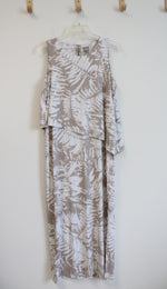 Chico's Tan & White Tropical Patterned Maxi Dress | 1 (M)