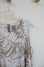 Chico's Tan & White Tropical Patterned Maxi Dress | 1 (M)