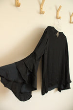 NEW Thalia Sodi Black Tiered Bell Sleeves Blouse | XL