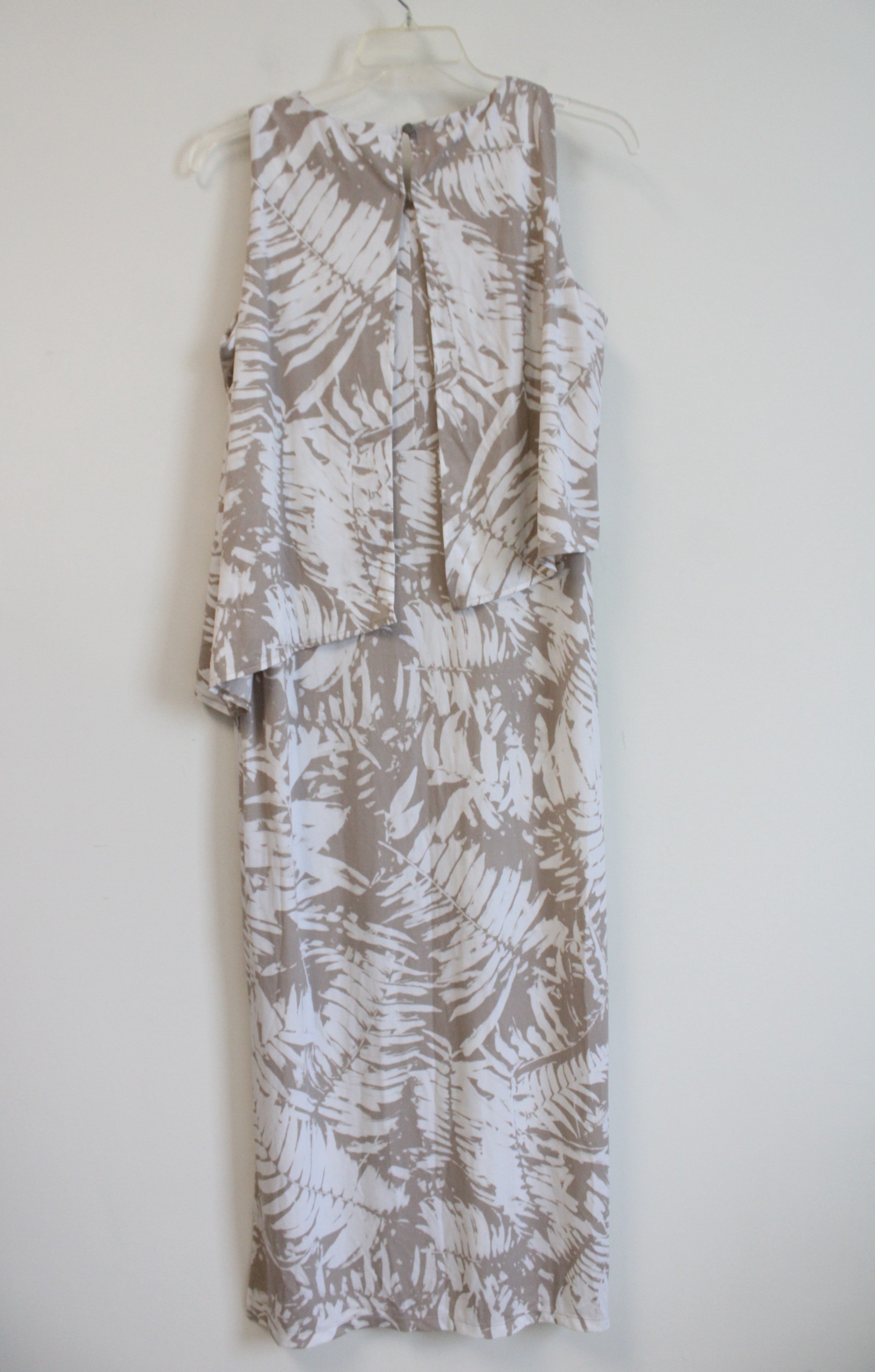 Chico's Tan & White Tropical Patterned Maxi Dress | 1 (M)