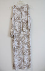 Chico's Tan & White Tropical Patterned Maxi Dress | 1 (M)