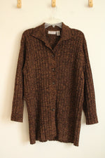 TanJay Brown Knit Ribbed Cardigan | L