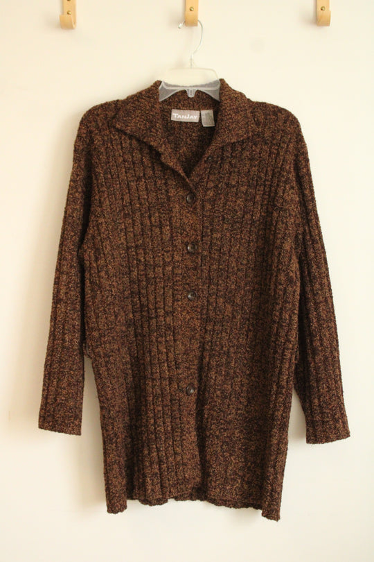 TanJay Brown Knit Ribbed Cardigan | L