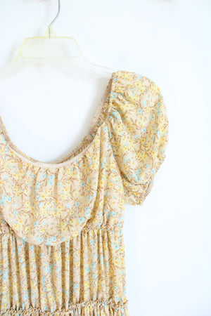 Bailey Blue Yellow & Blue Floral Tiered Off-The-Shoulder Dress | L