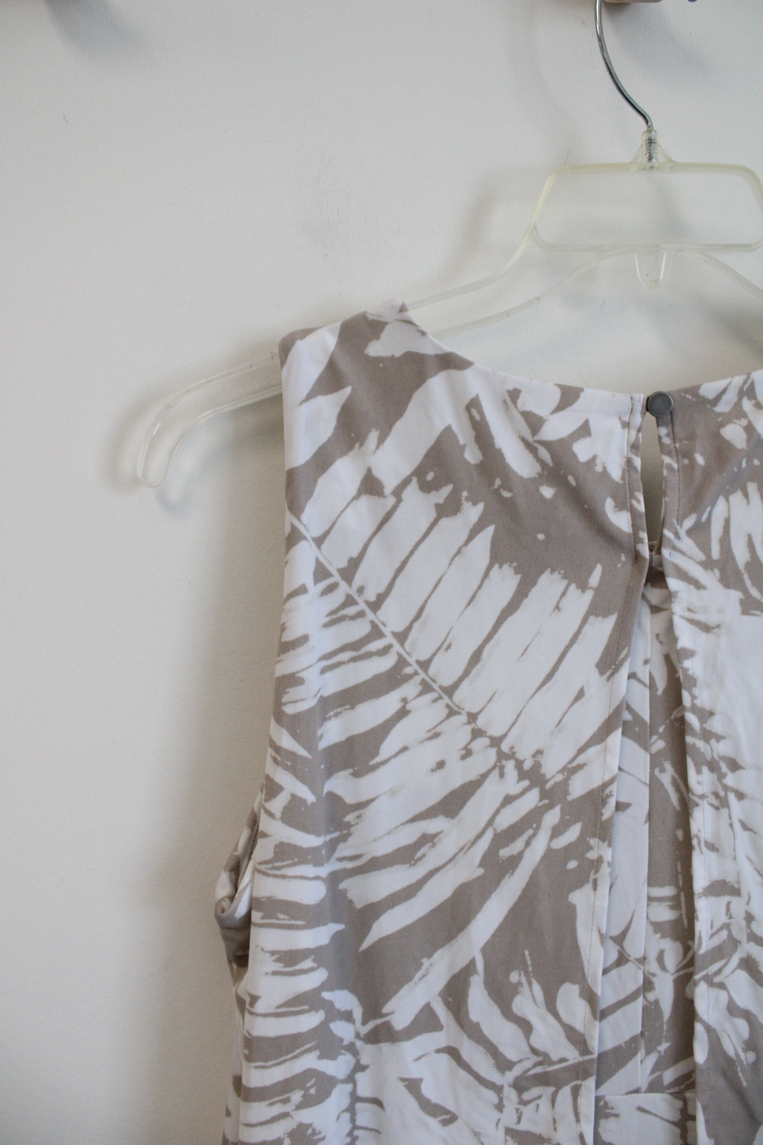 Chico's Tan & White Tropical Patterned Maxi Dress | 1 (M)