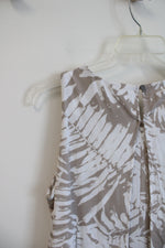 Chico's Tan & White Tropical Patterned Maxi Dress | 1 (M)