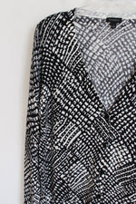 Talbots Black & Off-White Knit Cardigan | L