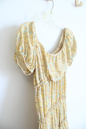 Bailey Blue Yellow & Blue Floral Tiered Off-The-Shoulder Dress | L