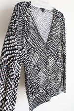 Talbots Black & Off-White Knit Cardigan | L