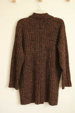 TanJay Brown Knit Ribbed Cardigan | L