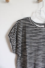 NEW LOFT Black & White Striped Textured Top | XXS Petite